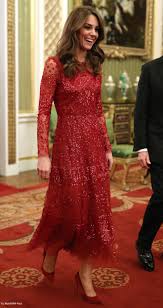 Kate Middleton Wearing The Needle Thread Red Aurora Sequinned Dress