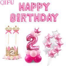 Acquistare Qifu 10 Pz 12 Pollici 2 Anno Compleanno Rosa Blu Lattice Palloncini Ragazzo Ragazza Kids Party Decorations Girl 2nd Birthday Birthday Party Balloon