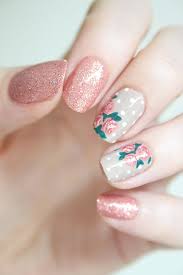 Picture Of Glitter Pink Nails And Two Polka Dot And Pink Flower Nails Pink art matte pink pink summer nails pink sparkle nails silver nails pink bling baby pink nails with glitter.
