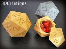 A 3d Printed D20 Die Box With Plenty Of Storage Space For Stashing Actual Dice 3d Printing Diy Prints Useful 3d Prints