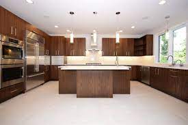 Classic Modern Kitchen With Walnut Cabinet White Quartz White Tile Floor Walnut Kitchen Cost Of Kitchen Cabinets Modern Walnut Kitchen
