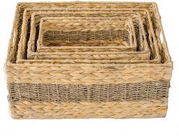 Choose from contactless same day delivery, drive up and more. Rosecliff Heights Large Wicker Storage Basket Set Of 4 Woven Water Hyacinth Baskets With Handle Large Rectangular Natural Nesting Storage Bins For Bedroom Bathroom Laundry Room Or Kitchen Style 1 Wayfair