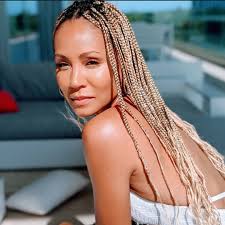 Black And Platinum Blonde Knotless Braids Fashion Bomb Hair On Instagram Jadapinkettsmith Is Aging Backwards While Sporting These Platinum Blond Blonde Braids Platinum Blonde Hair Box Braids Styling