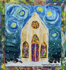 Silent Night Starry Night Painted Paper Art Starry Night Painting Starry Night Van Gogh Starry Night Art