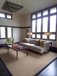 Sisal Rug On Dark Wood Floor Lamps Behind Couch Mid Century Modern Living Room Mid Century Modern Living Living Room Decor Modern