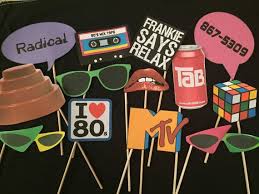 Birthday Photo Booth Props Words 80 39 S Themed Photo Booth Props 80s Birthday Parties 80s Theme Party Party Themes