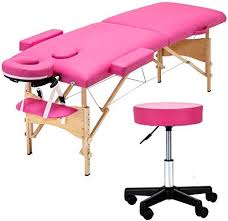Great For Uenjoy Folding Massage Bed With Stool 84 Professional 2 Fold Lash Bed With Head Armrest Pink Beauty Tools Massage Bed Bed Stool Massage Table