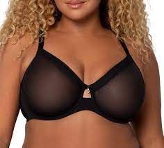 Curvy Couture Women's Sexy Sheer Mesh Plus Size Full Coverage Bra, Black  Hue, 32DDD at Amazon Women's Clothing store