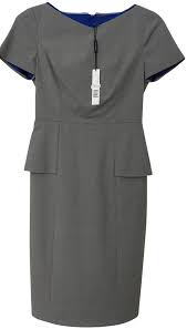 Elie Tahari Grey Multi Sybil Peplum Mid Length Work Office Dress Size 2 Xs 68 Off Retail