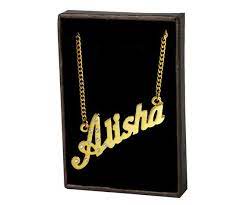 Name Necklace Alisha Gold Plated 18ct Personalised Necklace With Czech Crystals In 2021 Name Necklace Gold Name Necklace Gold Necklace Indian Bridal Jewelry