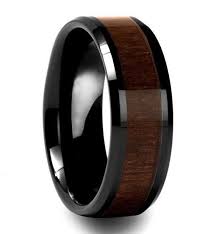 Custom Dark Wood Inlay Ring Titanium Men S Ring Black Ceramic Ring Ceramic Wedding Bands Rings For Men