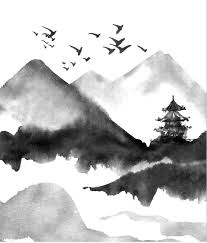 Japanese Art Bamboo Mountains Japan Inspired Cool Artistic Minimalist Pride Black White Canvas Print By Hlcaldwell In 2021 White Art Painting Japanese Art Japanese Drawings