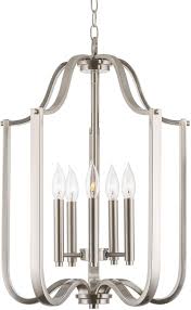 Kira Home Esme 24 5 Light Mission Style Farmhouse Foyer Pendant Light Adjustable Height Brushed Nickel Fi In 2020 Foyer Pendant Lighting Foyer Pendant Pendant Light