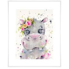 Baby hippo hippo inspirational artwork african animals animals art my animal nursery art hippo tattoo. Indigo Safari Little Miss Hippo Canvas Art In 2021 Art Colorful Art Baby Hippo