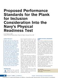 Pdf Proposed Performance Standards For The Plank For