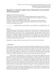 The fountainhead's protagonist, howard roark, is an individualistic young architect who chooses to struggle in obscurity rather than compromise his artistic and personal vision. Pdf Happiness A Journey Rather Than A Destination In Ayn Rand S The Fountainhead