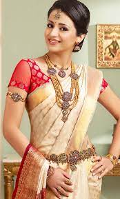 White Traditional Katan Saree With Red Brocade Saree Blouse With Transparent Sleeves Kerala Saree Blouse Designs Indian Bridal Sarees India Fashion