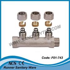 Manifolds are used as a main distribution center usually from a larger supply line to multiple smaller sized pex lines. China Brass Manifold With Connections For Multilayer Pex Al Pex Pipes F01 743 China Brass Manifold Fitting Brass Fitting