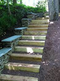 Railroad Tie And Stone Outdoor Steps Backyard Steps Outdoor Steps Outside Stairs Outdoor Steps Stairways