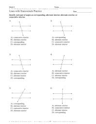 Parallel Lines And Transversal Worksheet