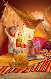 Parenting books frequently suggest building blanket forts as an activity for parents to participate in with their children. Blanket Fort Serene Yoshiko Drawings Illustration People Figures Family Friends Children Artpal