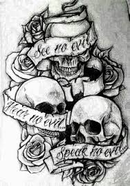 It spreads in a scroll across his shoulder blades with fear no evil, in larger lettering across the top. 39 See No Evil Tattoo Designs For Men Ideas Evil Tattoo Tattoo Designs Evil Tattoos