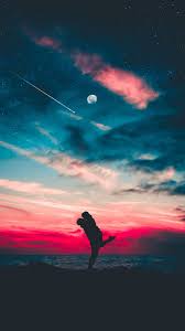 Silhouettes Hugs Starry Sky Love Wallpaper Romantic Wallpaper Love Wallpapers Romantic Couple Wallpaper