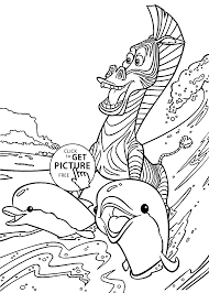 Free madagascar coloring page to download, for children. Marty Madagascar Coloring Pages For Kids With Dolphins Printable Free Coloing 4kids Com