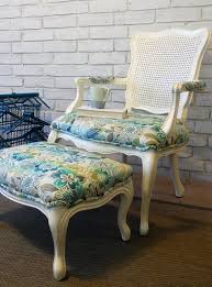 French Provincial Cane Armchair Louis Xv Floral Bird Chair With Footstool Ottoman Caned Armchair French Style Chairs French Style Furniture