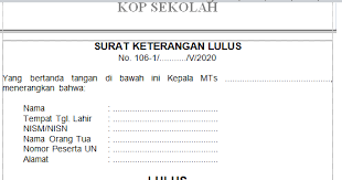 Bahwa penentuan kelulusan siswa kelas akhir untuk tahun pelajaran 2018/2019 telah ditetapkan dalam sidang/rapat pelulusan pada tanggal 25 april. Contoh Surat Kelulusan Sd Mi Smp Mts Dan Sma Ma Smk Tahun 2020 Simpatika Madrasah