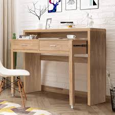 Tangkula Extendable Computer Desk Small Writing Desk With Pull Out Secondary Desk Console Table With 2 Drawers In 2020 Desks For Small Spaces Desk Small Writing Desk