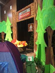 This board corresponds with the camp genesis vbs curriculum available from small publishing. Camp Discovery Vbs Our Stage Set Up Camp Out Vbs Camping Theme Classroom Vbs