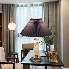 Table lamps are more than just functional. Cone Shaped Table Lamps Mediterranean Resin And Fabric 1 Light Accent Lamp For Children Bedroom Beautifulhalo Com