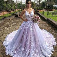 Us 350 00 New Arrival 2020 Garden Lavender Wedding Dresses Lace Applique Sheer Buttons Back Lavender Wedding Dress Purple Wedding Gown Purple Wedding Dress