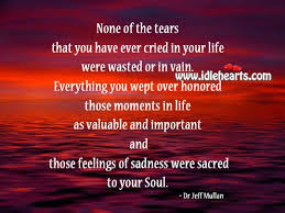 None Of The Tears That You Have Ever Cried In Your Life Were Wasted Or In Vain Everything You Wept Over Honored Those Moments In Life Tears Quotes Life Crying