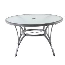 Outdoor Dining Table Poolside Patio Garden Furniture Glass Round Tabletop Grey Patio Table Top Metal Outdoor Table Round Patio Table