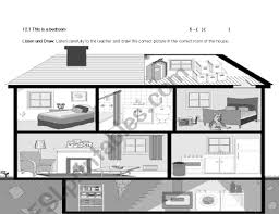 A living room is generally furnished with comfortable chairs, sofas, recliners and often include a fireplace and a media unit with a tv. Rooms Of A House Listen And Draw Worksheet Esl Worksheet By Melissah