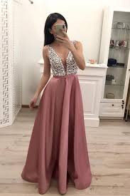 Stunning V Neck Sleeveless Satin With Beading Floor Length Prom Dresses P973 Satin Evening Dresses Satin Prom Dress Backless Prom Dresses