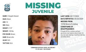 Please help us find missing D'Angelo Stewart. If you have any information,  please call Detroit's 8th Precinct at (313) 596-5840 or 911.