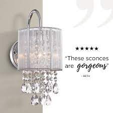If we can improve our living room into the better looks, why not? Possini Euro Silver Line 12 H Chrome And Crystal Sconce Y7690 Lamps Plus In 2021 Crystal Sconce Crystal Wall Lighting Diy Sconces