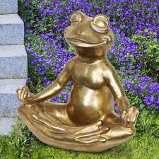 Garden whimsy love garden dream garden yard art garden statues garden sculpture rabbit garden garden frogs frog art. Exhart Golden Meditating Yoga Frog Garden Statue 14 5 Inches