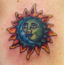 You can improve your old tattoo of sun with such style. Simple Sun And Moon Tattoo In Colour Tattooimages Biz