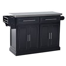 If your kitchen lacks counter space, invest in a kitchen island. Homcom Portable Multi Storage Rolling Kitchen Island Storage Cart With Stainless Steel Top Black Walmart Com Walmart Com
