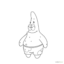 Draw many little indentations that look like craters and cover spongebob's body, add a tie and a long tongue sticking out. How To Draw Patrick From Spongebob Squarepants Drawing Stars Psychedelic Drawings Spongebob Characters Drawings