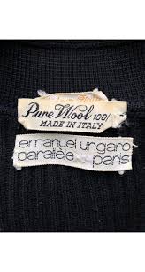 Emanuel Ungaro 1970 Documented Space Age Black Ribbed Wool Sweater