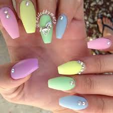 Check out our pastel rainbow nail selection for the very best in unique or custom, handmade pieces from our shops. Rainbow Pastels With A Unicorn Charm And Rhinestones Unicorn Nails Designs Easter Nails Gel Nails