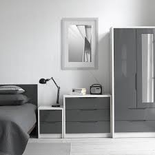Avola Grey Gloss 2 Door 2 Drawer Combi Wardrobe With Mirror Next Day Delivery Avola Grey Gloss Wardrobe Design Bedroom Bedroom Photography Bedroom Furniture