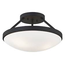 The black base highlights a faux wood cage that surrounds a frosted diffuser to make a dramatic impact from every angle. 15 Inch Matte Black Semi Flushmount Light At Destination Lighting Black Ceiling Lighting Flushmount Light Hallway Light Fixtures
