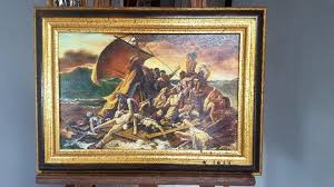 The only african figure on the raft waves a cloth at the top of a pile of a few men who are struggling to get the attention. The Raft Of The Medusa Reproduction Mes Chefs D Oeuvre Paintings Prints Landscapes Nature Beach Ocean Other Beach Ocean Artpal