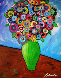 Folk Art Prints Artist Pristine Cartera Turkus Mexican Flowers Folk Art Paintings Folk Art Flowers Folk Art Flower Art